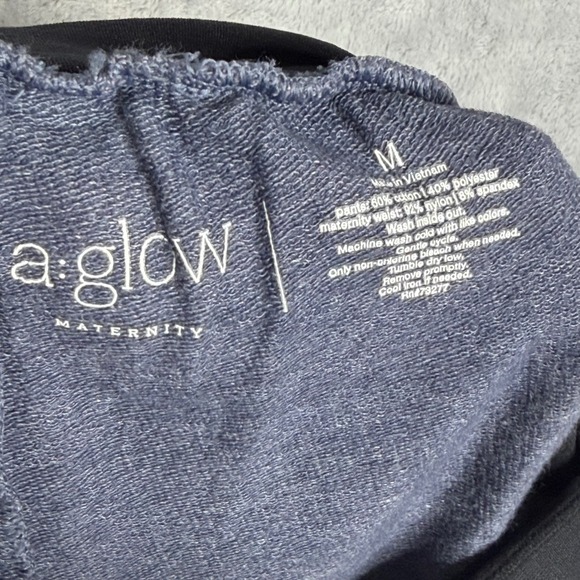 New A Glow Maternity Sweat Shorts Womens M Grey Lounge Pull On Full Belly Panel - Picture 4 of 8